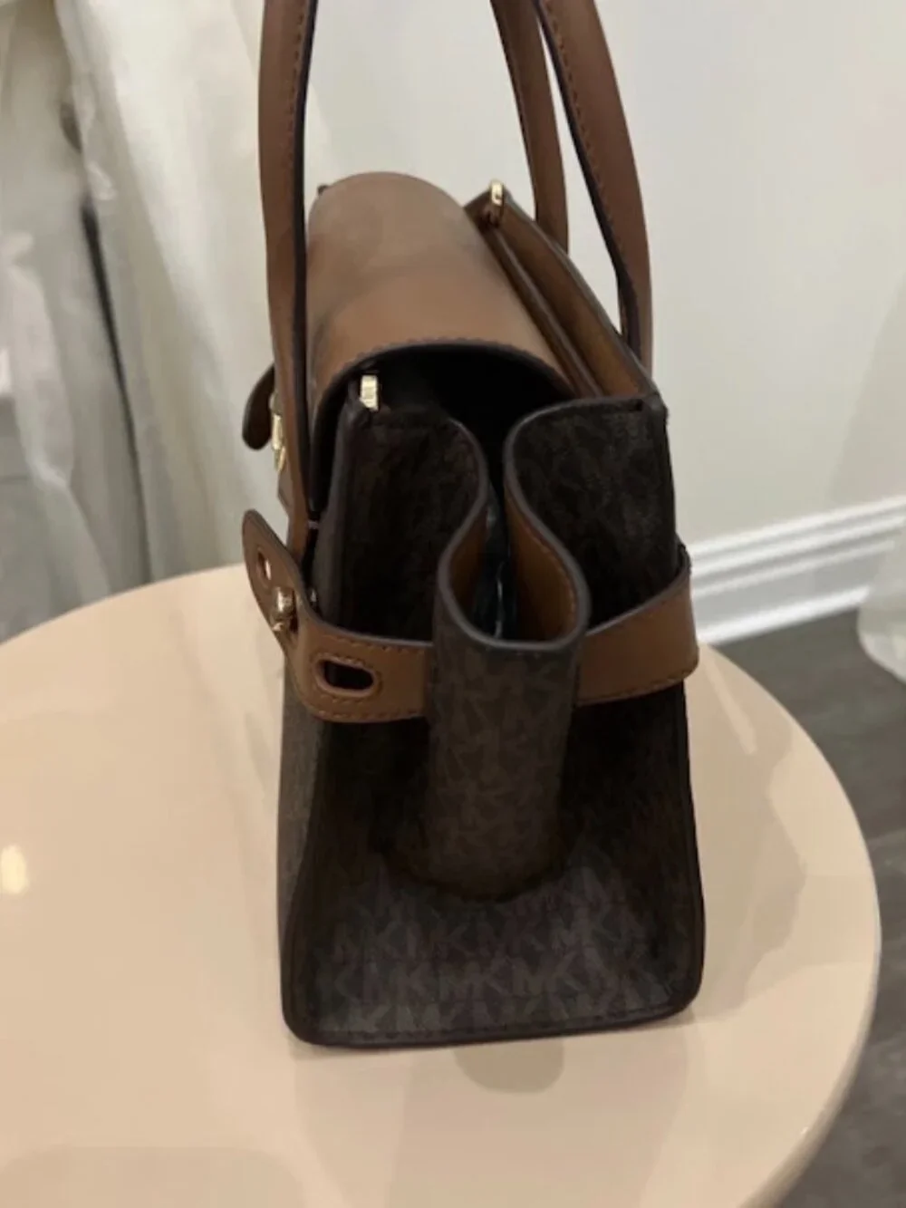 Michael kors Logo Satchel with Tan Trim